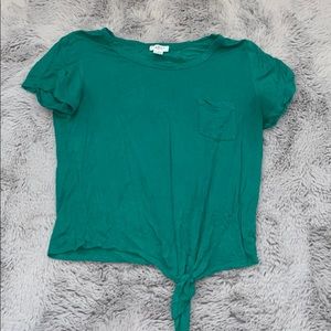 Green crop top with tie